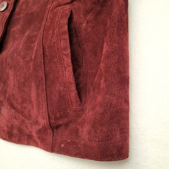 Wilsons Leather Maxima Jacket Women's XL Maroon Suede Lined Vintage 90s Y2K - Picture 6 of 16